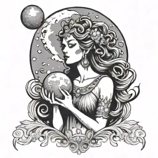 Moon Goddess Holding The Moon
