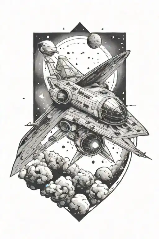 Spaceship Flying Through A Galaxy