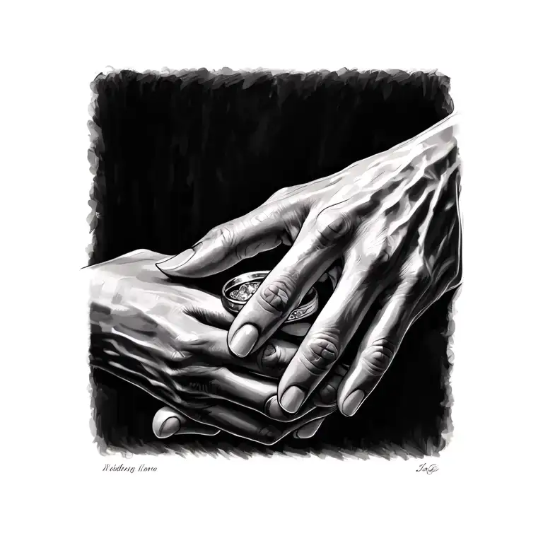 Holdimg Hands Wedding Ring Intertwined