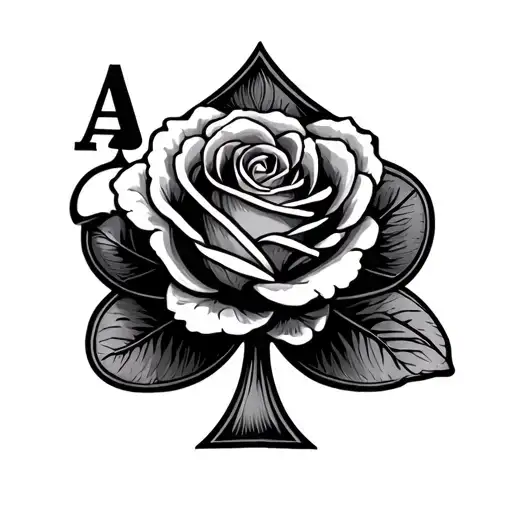 Ace Of Spades Card With Rose