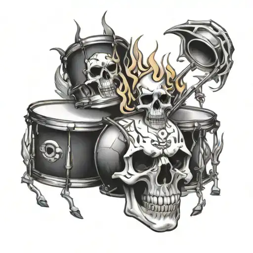 Flames Drums Skull