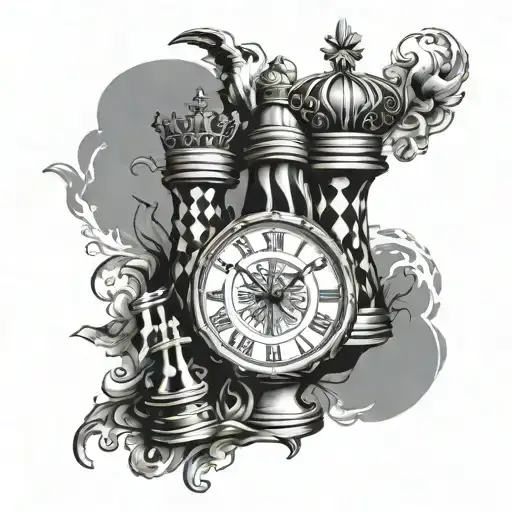 Roman Numeral Clock With King Chess Piece