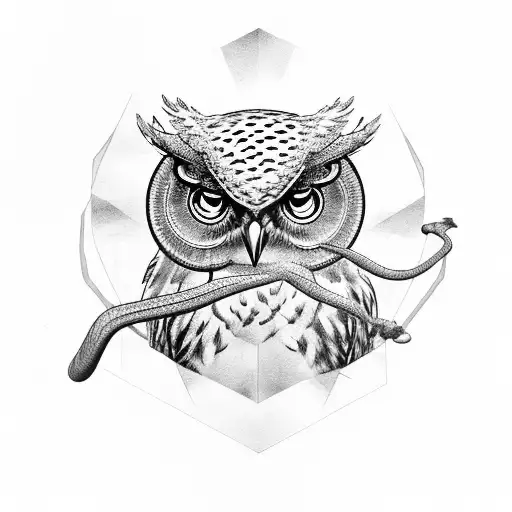 Owl And Hawk Fighting Over Snake