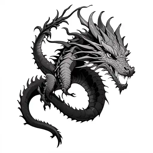 Dragon Going Down The Arm From The Chest