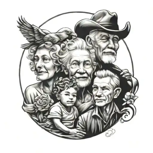 Tribute To Grandmother And Grandfather And Son