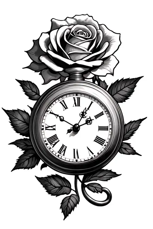 Pocket Watch Rose Surrounded