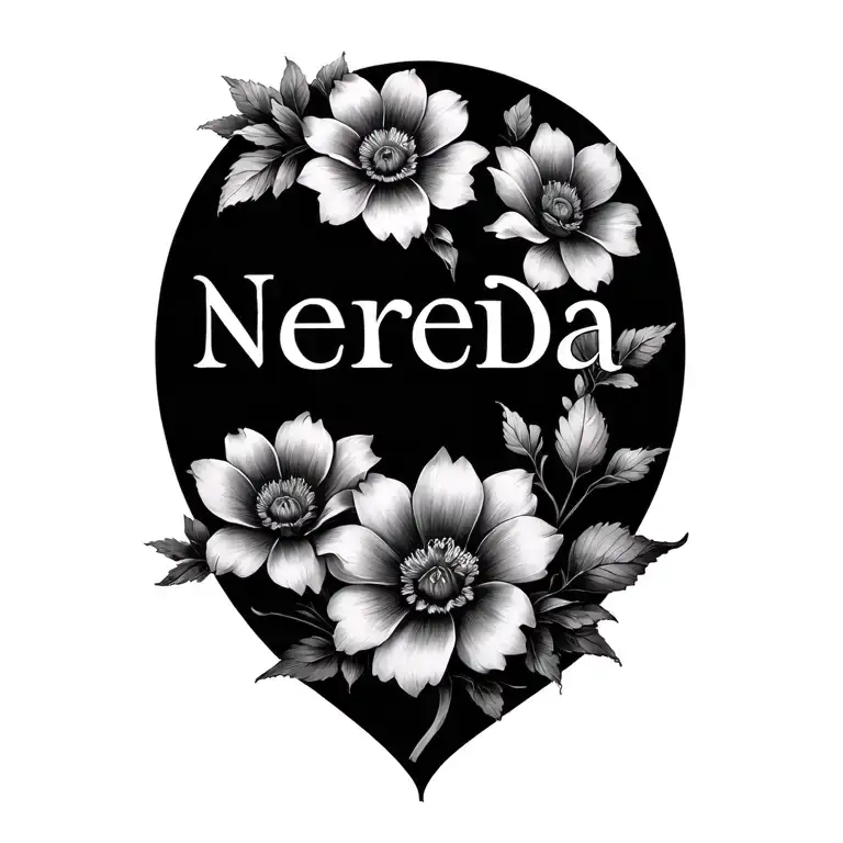 The Name Nereida In Words With Flowers