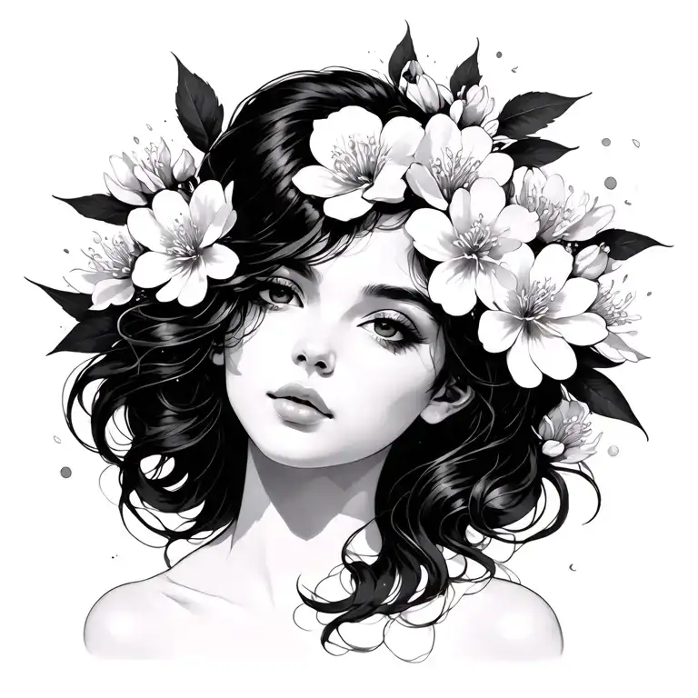 Woman Woman Sakura Flowers