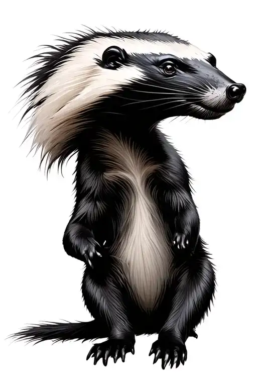 Honey Badger Black White Realistic No Background