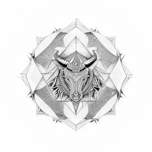 Mandala Geometric Capricorn Head