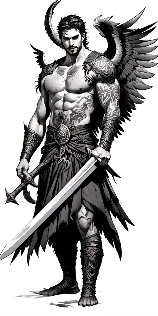 Male Warrior Arch Angel With Sword