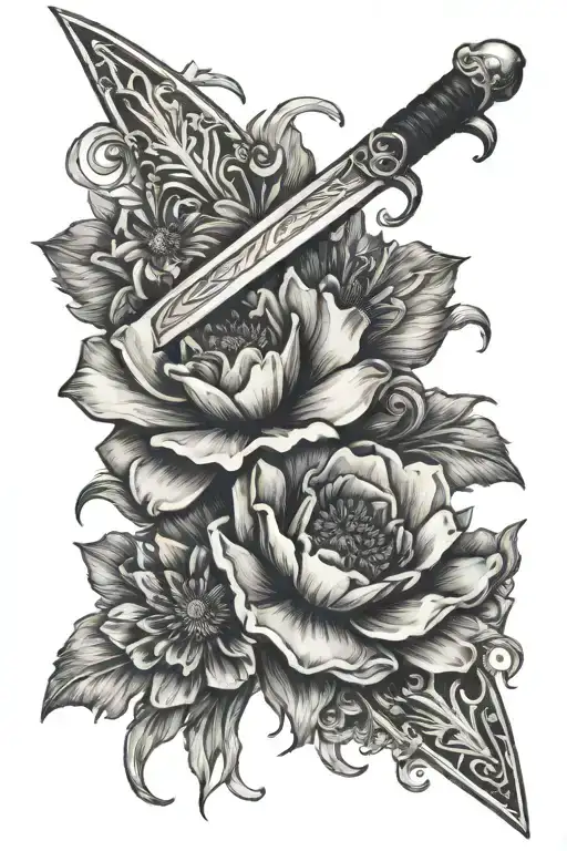 Sword And Anemone Flower Sketch