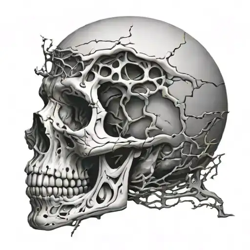 Sculptures Head Cracking To Reveal A Skull Inside