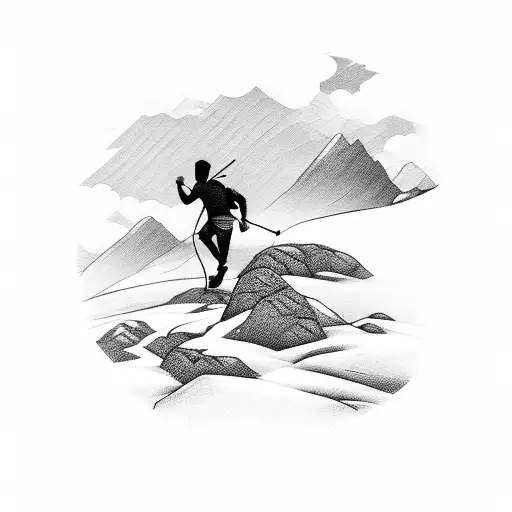 A Silhouette Of A Person Running On A Mountain Trail