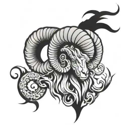 Aries Ram With Fire Japanese Symbol Incorporated