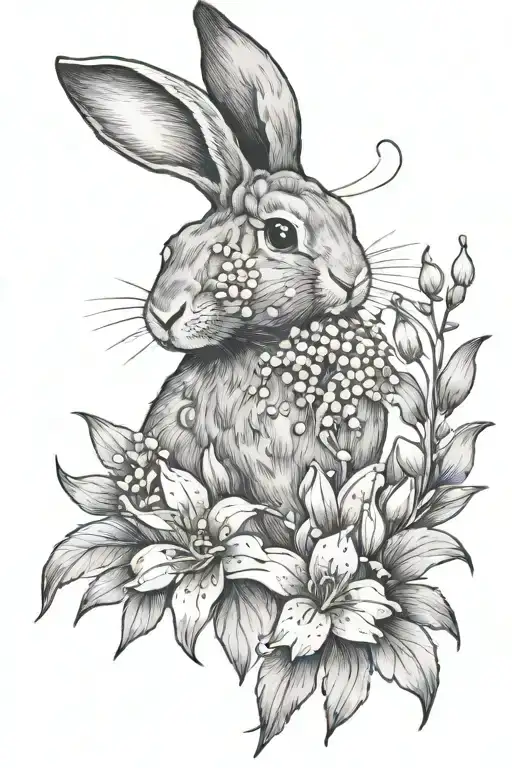 Rabbit With Lily Of The Valley Flowers