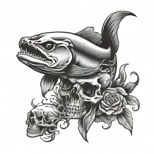 Skull Salmon Swimming