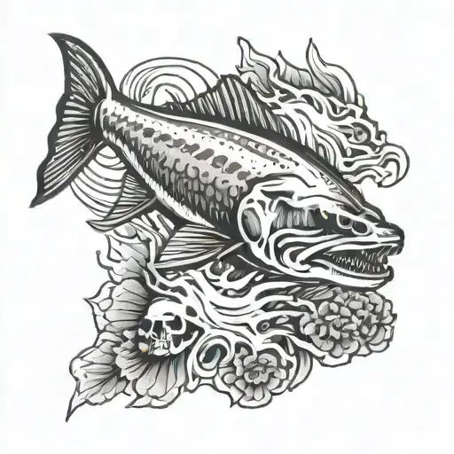 Skull Salmon Swimming