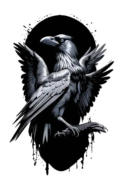 Raven With Spread Wings