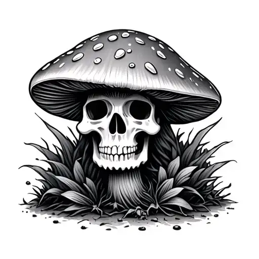 Cute Mushroom With Skull Around It