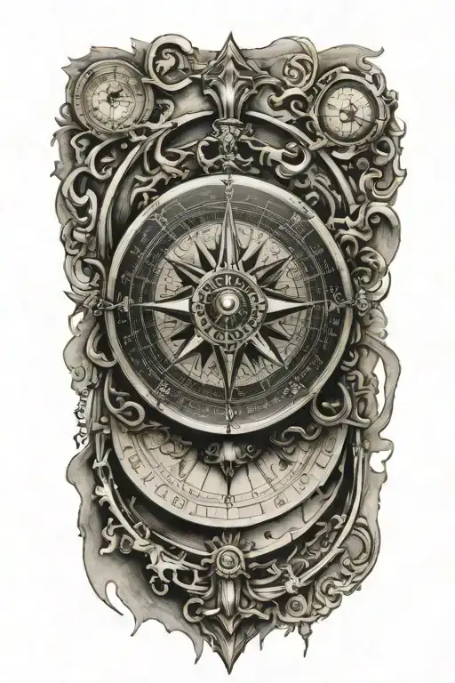 Classic Compass Design And Back Ground An Old Classic World Map To Cover The Hole Forearm