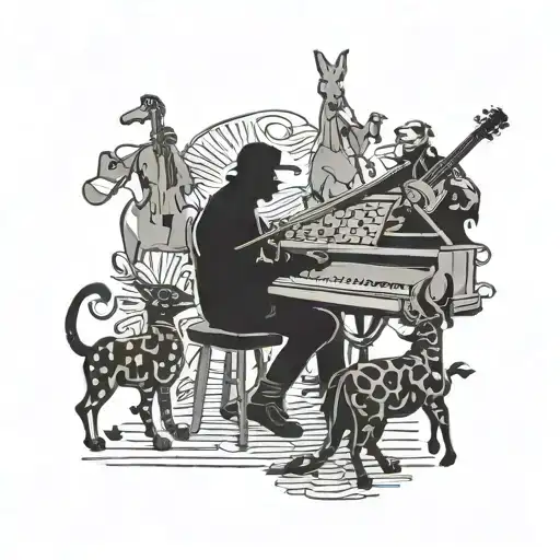 A Silhouette Of A Pedagogue Teaching Music To A Group Of Animals