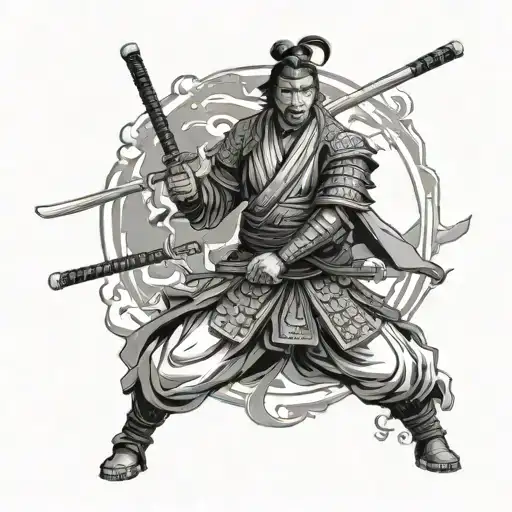 Samurai With Standing Sword