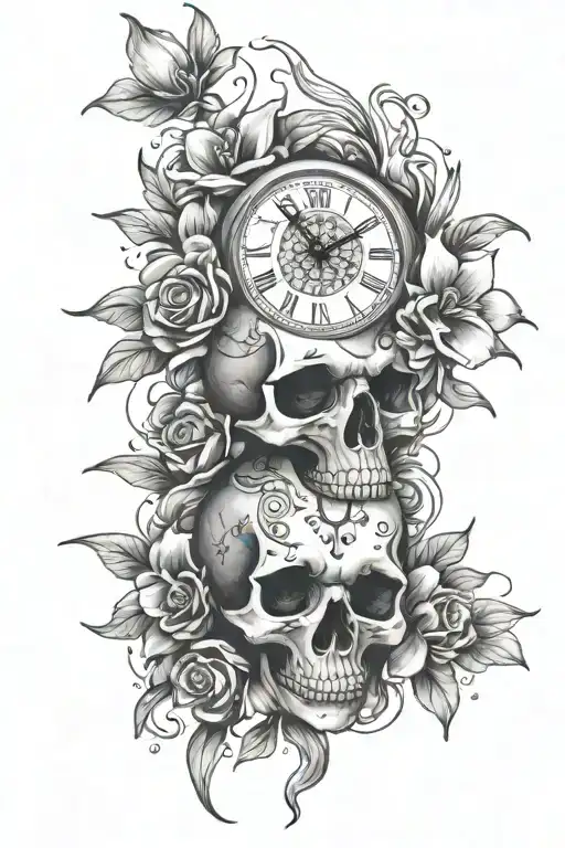 Clock Skull Flower Light