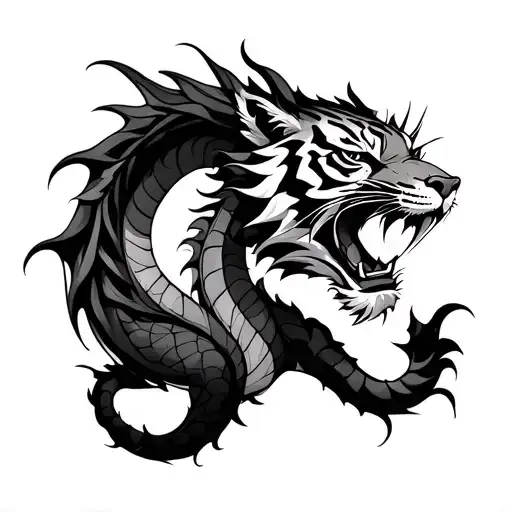 Dragon And Tiger Intertwined