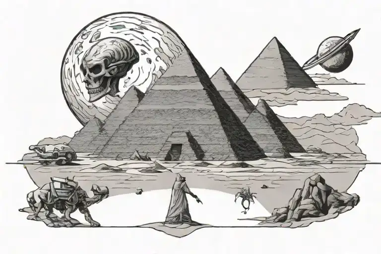 Alien Ruling Acient Egypt Pyramid Moon Desert