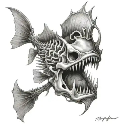 Realistic Scary Fish Skeleton