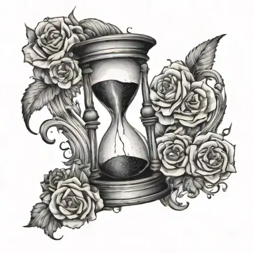 Decaying Hourglass Tattoo Design