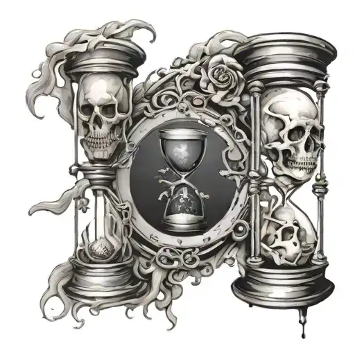 Decaying Hourglass Combined With Skulls