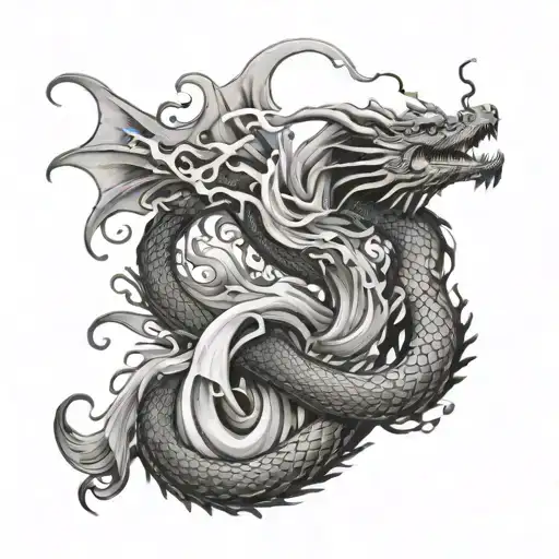 Dragon & Waves Flowing