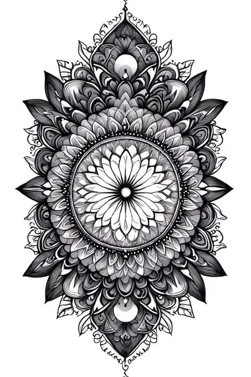 Mandala Design Incorporating Stars And Moons
