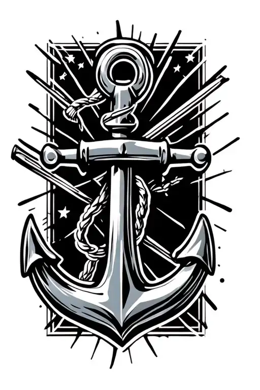 Fine Line Us Navy Anchor