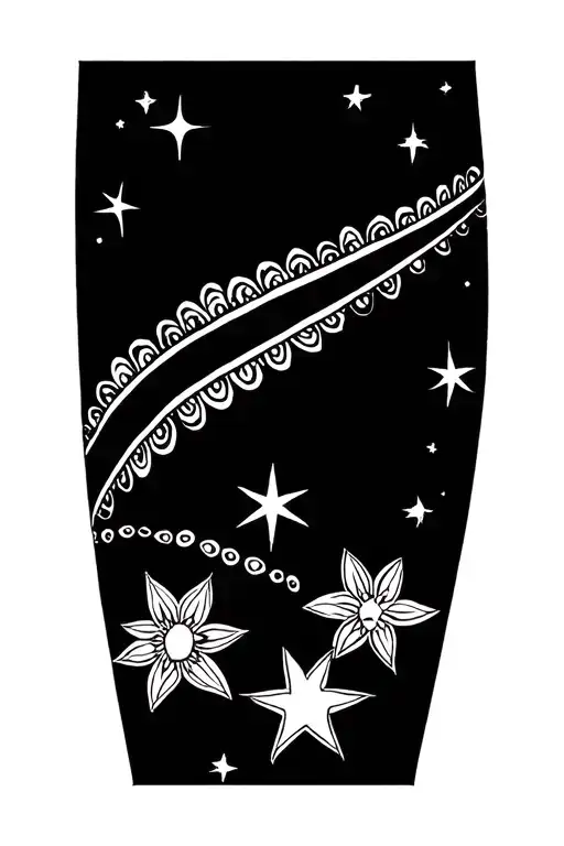 Mandala Design With Stars That Wrap Around Thigh