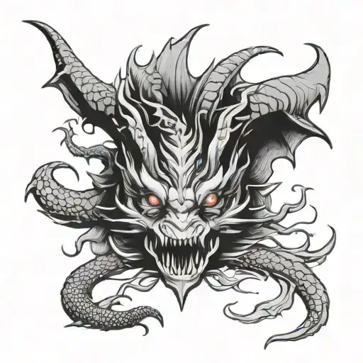 Cibersigilism Dragon Head At The Bottom Of Back