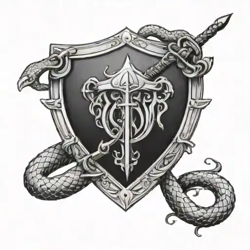 Medieval Shield With Sword And Snake
