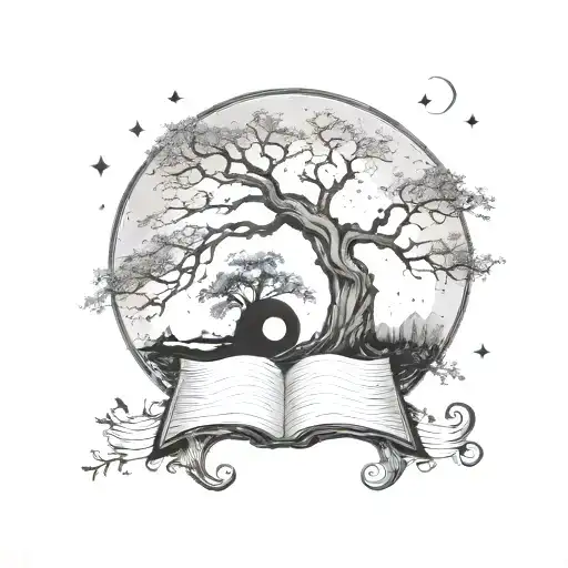 Moon And Old Oak Tree With Sheet Music