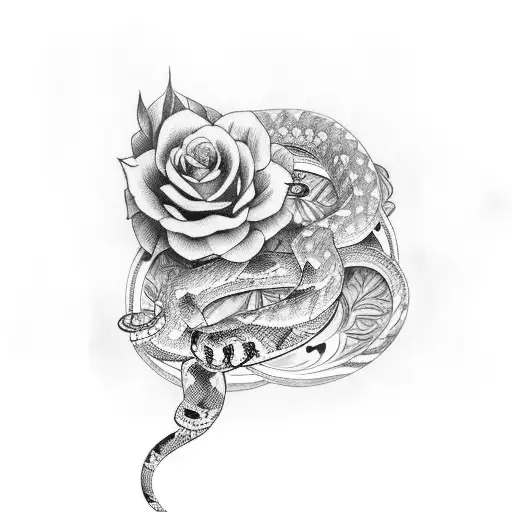 Floral Sleeve With Snake