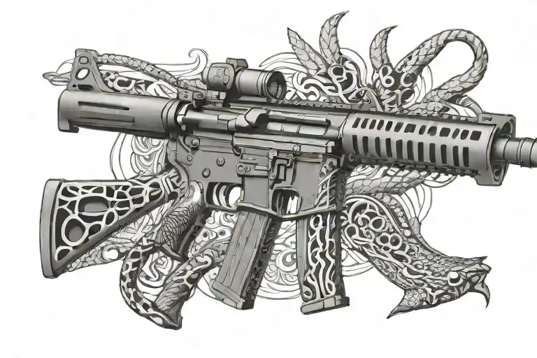 American Ar 15 Rifle With Snake Coiling