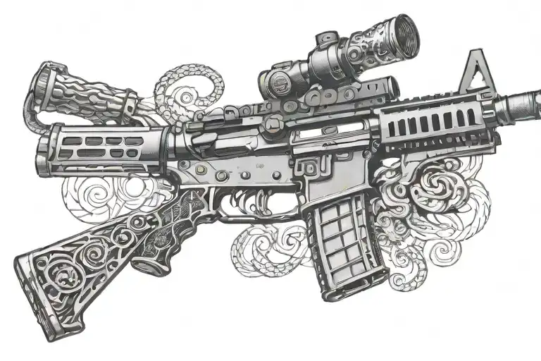 American Ar 15 Rifle With Snake Coiling