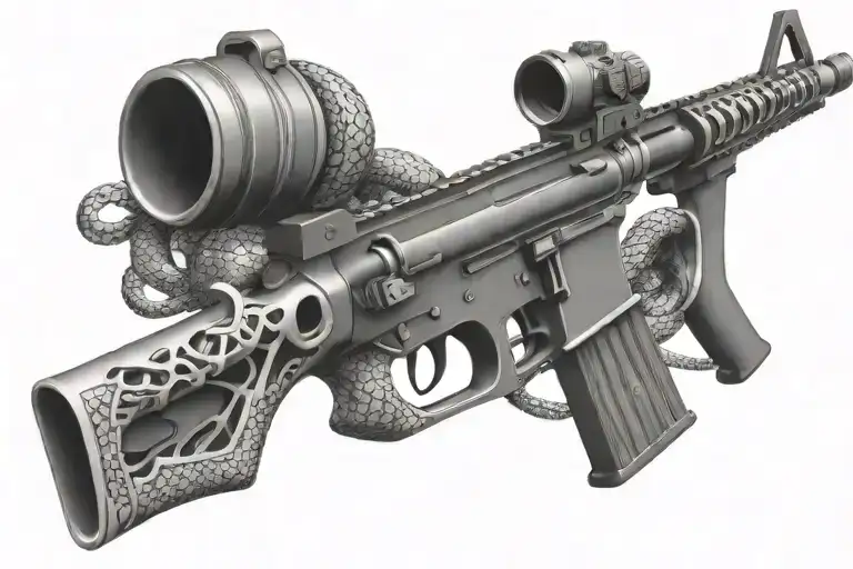 American Ar 15 Rifle With Snake Coiling
