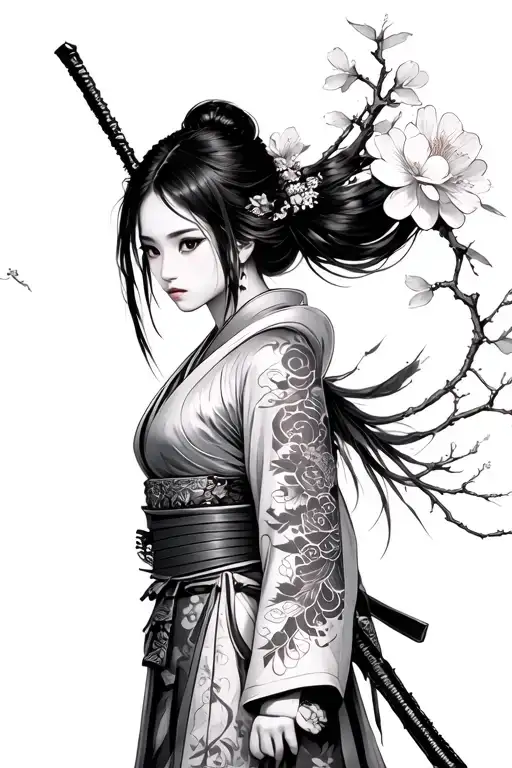 Warrior Spirit Japan Girl With Sakura