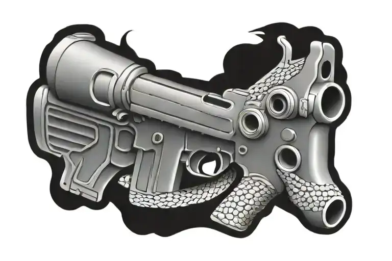 American Ar 15 Rifle With Snake Coiling On It