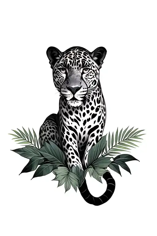 Jaguar With Amazon Forest Flora Full Body Coming