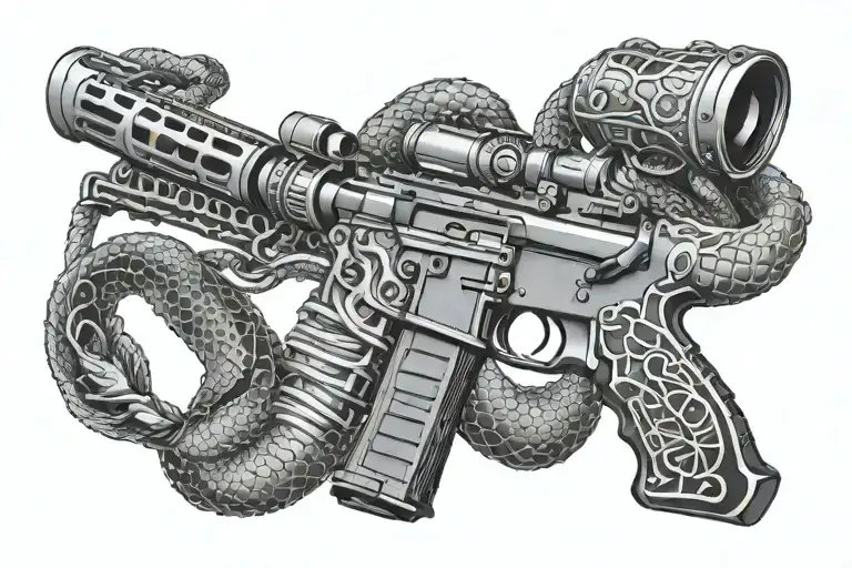 American Ar 15 Rifle With Rattle Snake Wrapping Ot Around