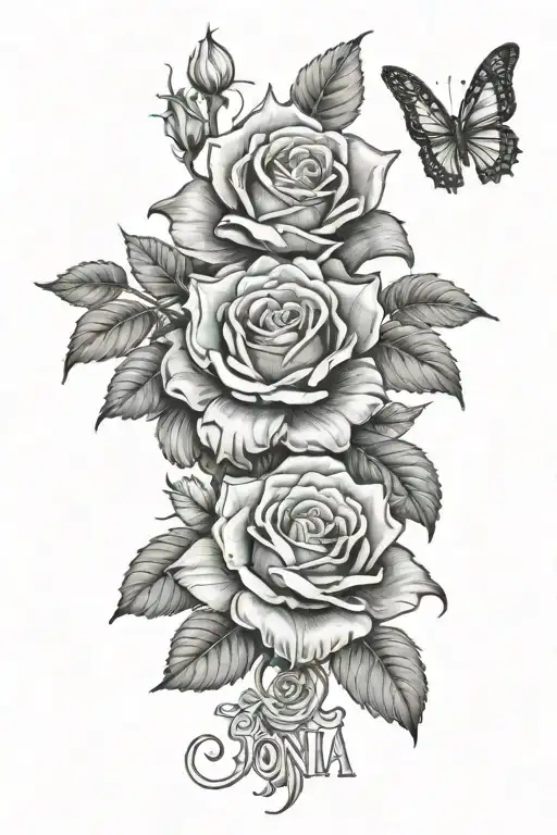 The Name Sonia With Roses And The Background