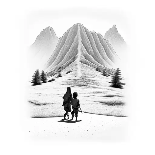 Jesus With Boy Walking Through A Valley